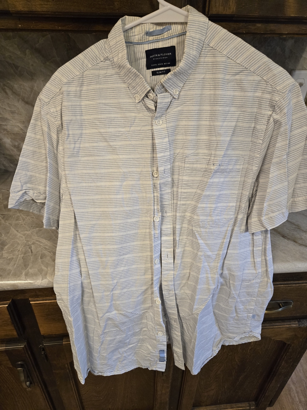 Bonobos Slim Fit Short Sleeve Button-Down Shirt - Light Blue Stripes